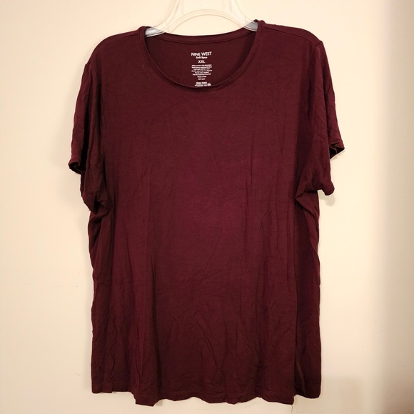 Nine West Tops - Nine West Soft Spun TShirt Womens XXL Burgundy Maroon Short Sleeve Crew Neck Tee